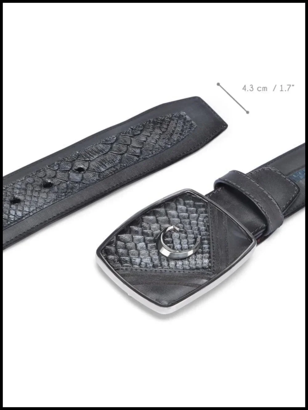 Men's Western Belt Genuine Python & Bovine Leather Metal Buckle